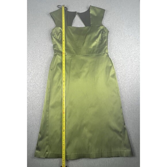 Donna Ricco Dress Womens 14 Green Satin Keyhole Back Sheath Skirt Formal Wedding - Picture 13 of 16